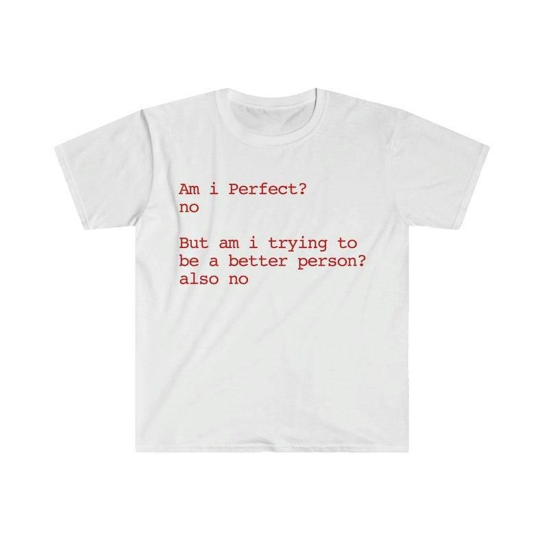 Funny Meme Shirt, Am i Perfect? no But am i trying to be a better person? also no Tee, Gift Unisex T-Shirt Hoodie, Sweatshirt