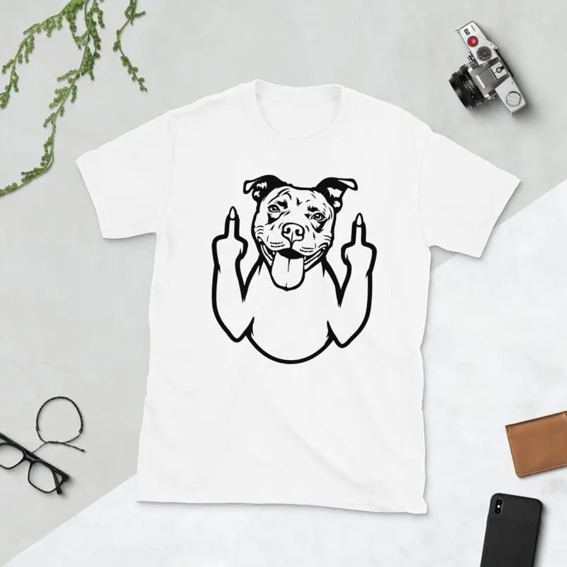 Funny Meme Shirt, American Pit Bull Terrier Middle Finger Dog Tee, Gift Unisex T-Shirt Hoodie, Sweatshirt | UrbanDripWear.com