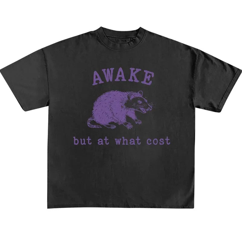 Funny Meme Shirt, Awake But At What Cost Retro Shirt, Vintage Rat Sarcastic Sayings Shirt, Retro 90s Rat Tee, Quirky And...