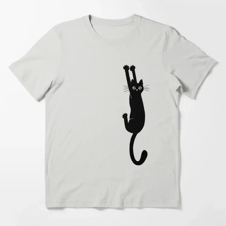Funny Meme Shirt, Black Cat Holding On Essential T-Shirt Casual Classic Hoodie, Sweatshirt | UrbanDripWear.com