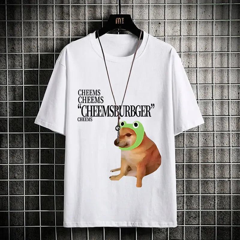 Funny Meme Shirt, Cheemsburger Dog T-Shirt Meme Aesthetic Casual Fabric Hoodie, Sweatshirt | UrbanDripWear.com