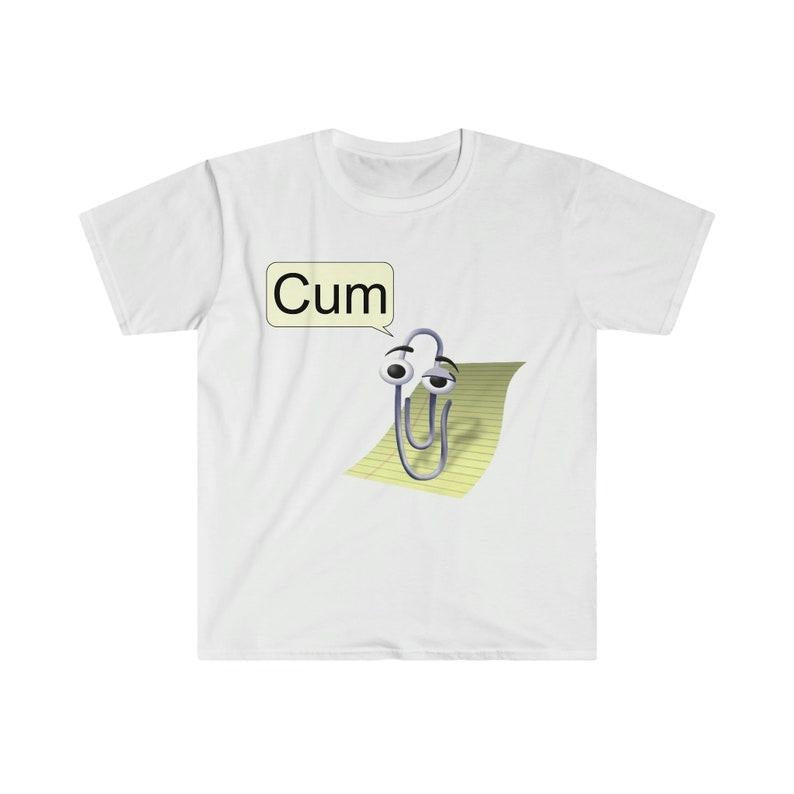 Funny Meme Shirt, Clippy "Cum" Tee, Gift Unisex T-Shirt Hoodie, Sweatshirt | UrbanDripWear.com