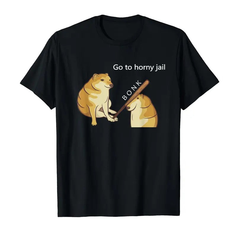 Funny Meme Shirt, Go to Horny Jail - Cheems Doge Meme T-Shirt Casual Classic Hoodie, Sweatshirt | UrbanDripWear.com