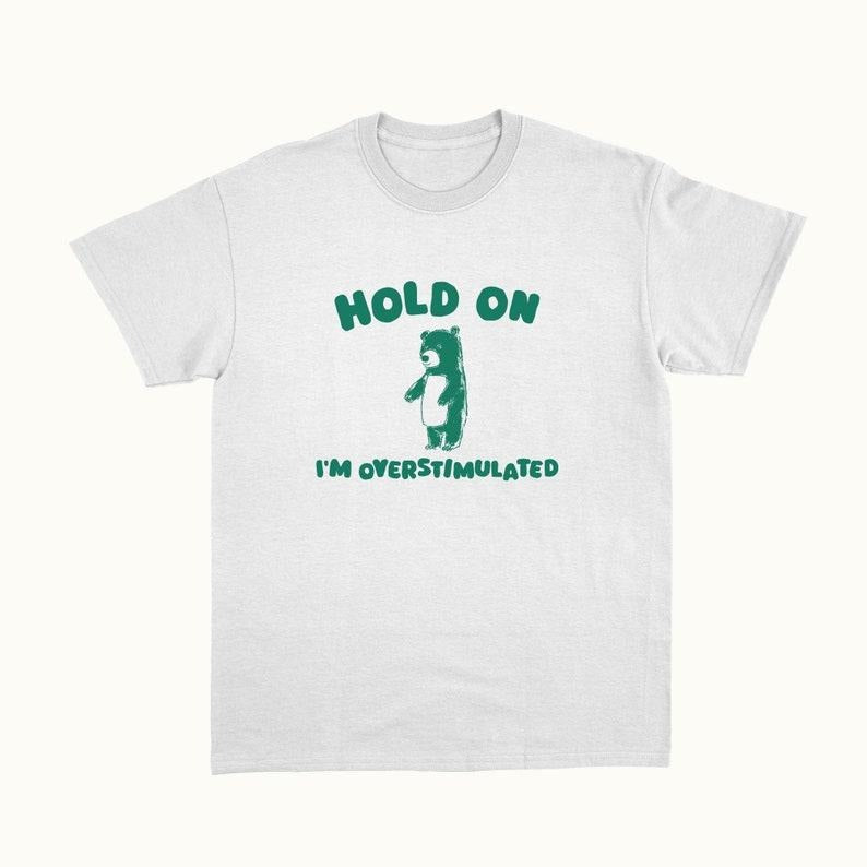Funny Meme Shirt, Hold On I'm Overstimulated Tee, Gift Unisex T-Shirt Hoodie, Sweatshirt | UrbanDripWear.com