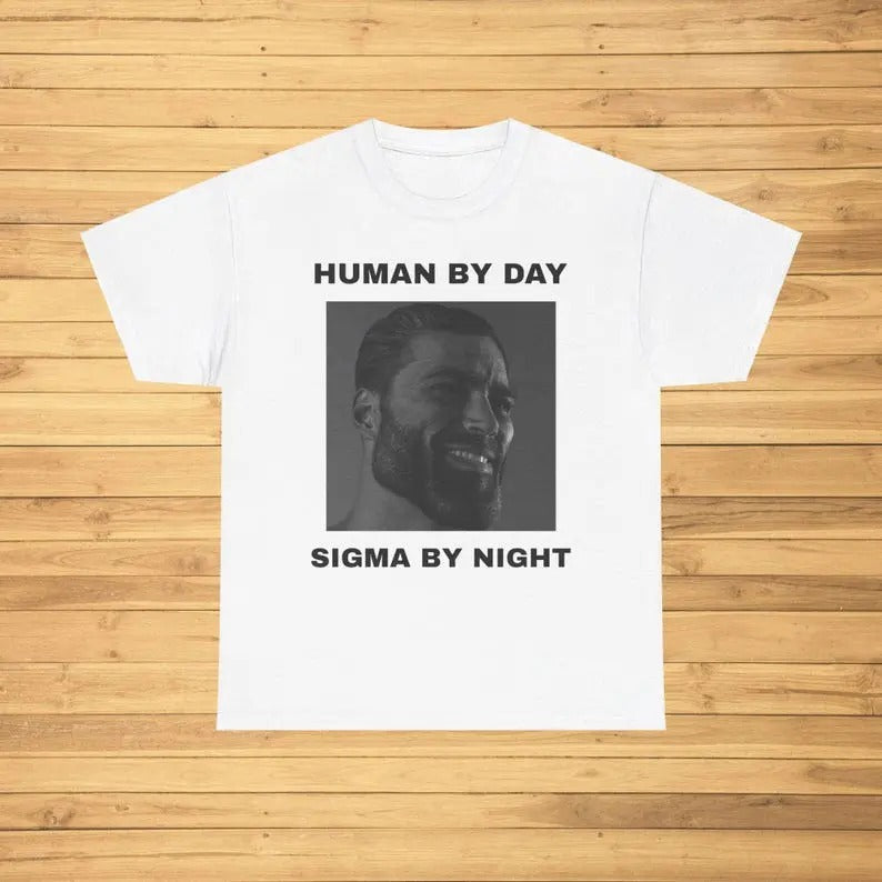 Funny Meme Shirt, Human By Day Sigma By Night Tee, Sigma Rizz Gift Unisex T-Shirt Casual Fabric Hoodie, Sweatshirt