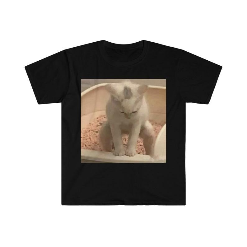 Funny Meme Shirt, Kitty Cat Taking a Poop Kitten Joke Tee, Gift Unisex T-Shirt Hoodie, Sweatshirt | UrbanDripWear.com