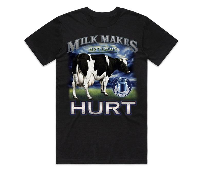 Funny Meme Shirt, Milk Makes My Tummy Hurt Tee, Lactose Tolerant Gift Unisex T-Shirt Hoodie, Sweatshirt | UrbanDripWear.com