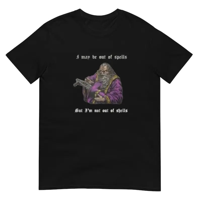 Funny Meme Shirt, Out of spells Wizard Tee, Gym Gift Unisex T-Shirt Hoodie, Sweatshirt | UrbanDripWear.com