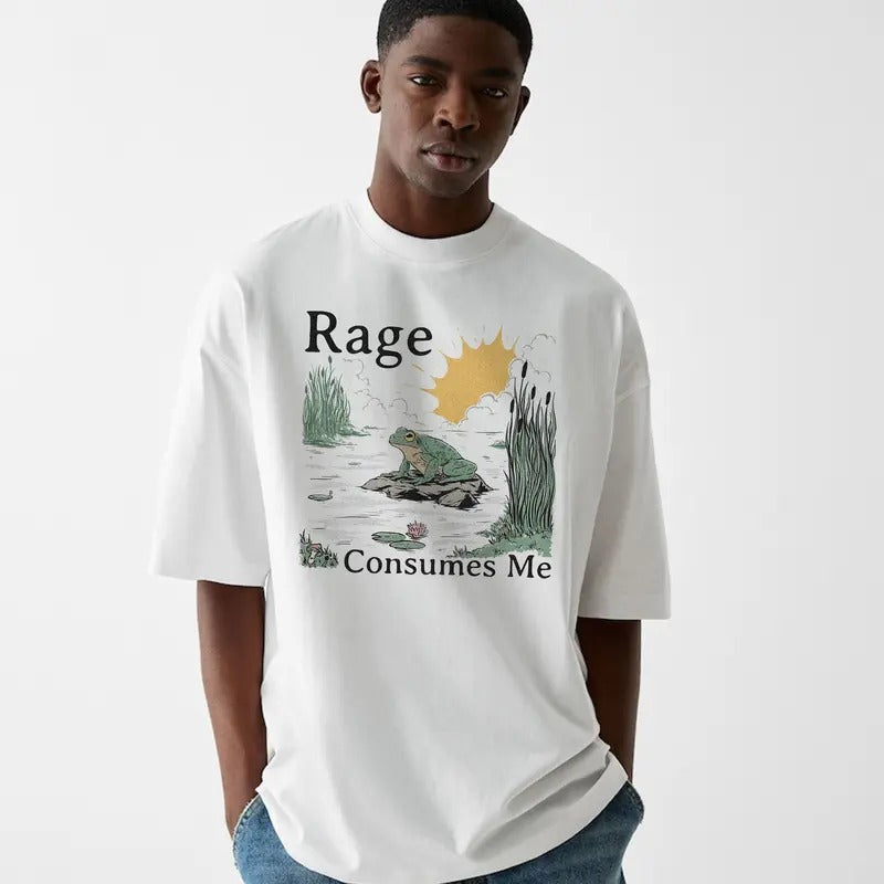 Funny Meme Shirt, Rage Consumes Me Frog T-Shirt, Funny Frog Graphic Tee, Quirky And Humorous Quote Design Merch Hoodie,...