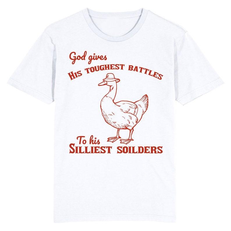 Funny Meme Shirt, Silly Duck, Silly soldiers, does he Tee, Gift Unisex T-Shirt Hoodie, Sweatshirt | UrbanDripWear.com