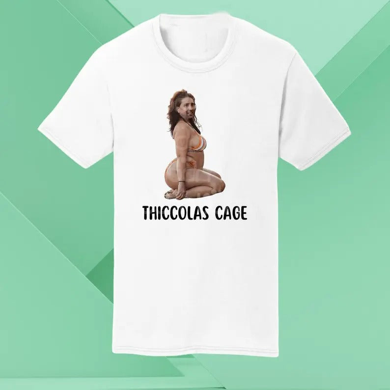 Funny Meme Shirt, Thiccolas Cage Tee, Gift Unisex T-Shirt Hoodie, Sweatshirt | UrbanDripWear.com