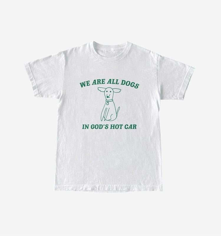 Funny Meme Shirt, We Are All Dogs In God's Hot Car Tee, Gift Unisex T-Shirt Hoodie, Sweatshirt | UrbanDripWear.com