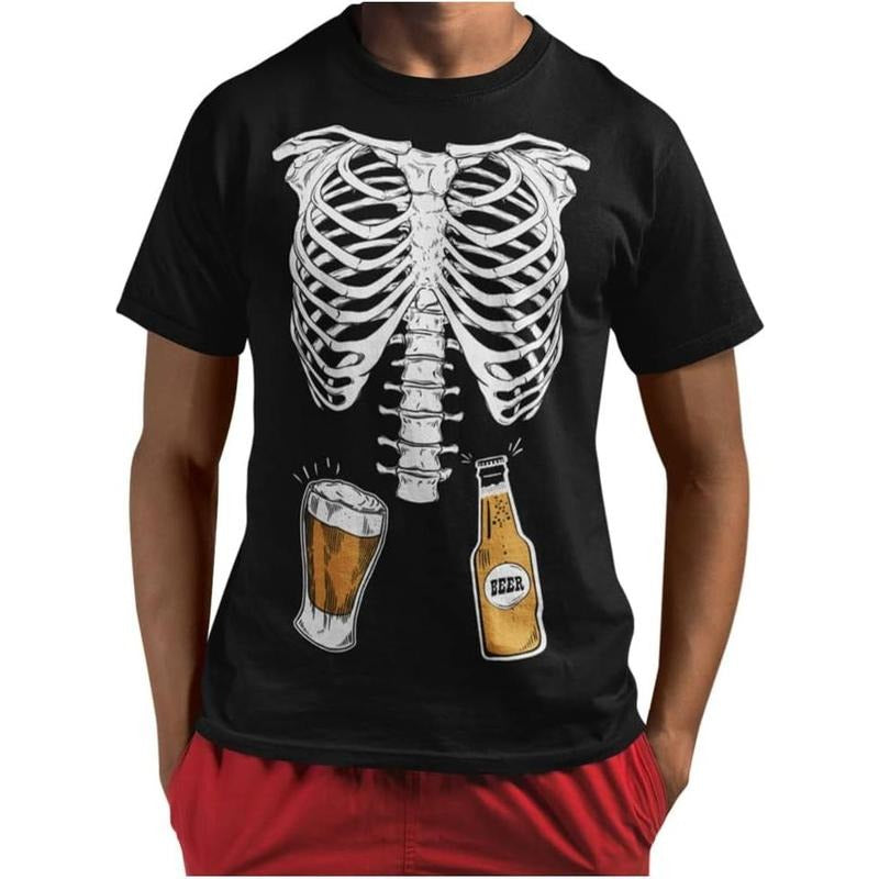 Funny Mens Skeleton Beers in Belly Shirt Ribcage Xray Halloween Costume Shirts for Menmade in us Hoodie, Sweatshirt