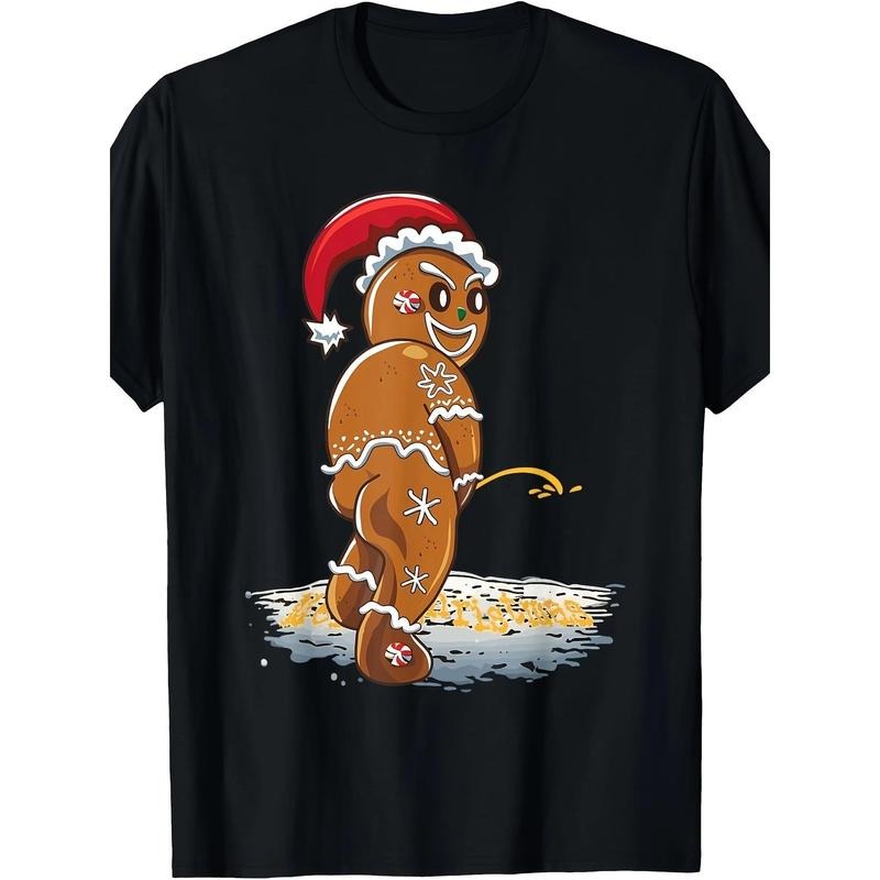 Funny Naughty Gingerbread Man Merry Christmas Yellow Snow T-Shirt-100% Cotton 220g made in usa Hoodie, Sweatshirt