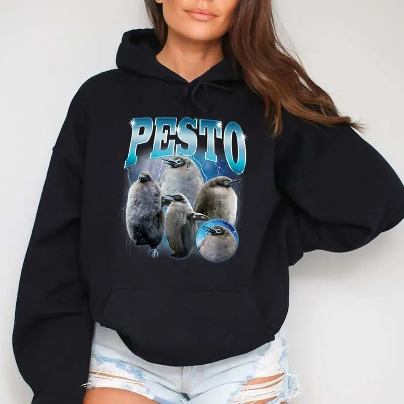 Funny Pesto The Baby Penguin Famous Bird Meme Hoodie Casual Street Style Fleece Pullover Hooded Sweatshirt Tops Trendy...