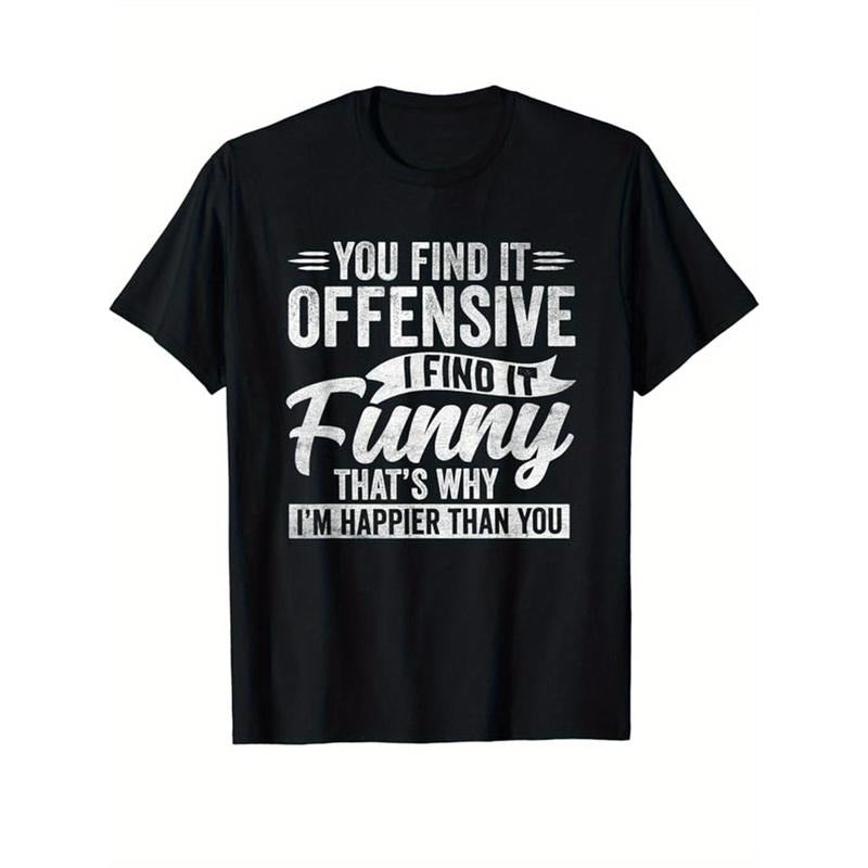 [Funny Print Cotton Top] Cotton Funny Print Casual Top - Men's Short Sleeve Crew Neck T-shirt for Outdoor Made in USA...