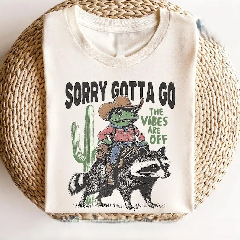 Funny Raccoon Graphic Tshirt, Cowboy Frog Trendy Retro T-Shirt, Oversized Tee Streetwear Top Womenswear Summer Hoodie,...