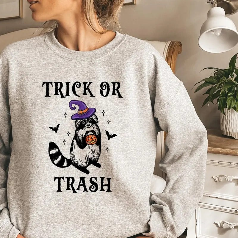 Funny Raccoon Halloween Sand Sweatshirt Womenswear, Light Solid Design, Halloween Gift, Raccoon Graphic T-Shirts, Hoodie