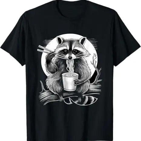 Funny Raccoon Shirt, Raccoon Eating Instant Noodle Cup Funny T-Shirt For Men