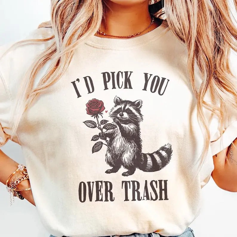 Funny Raccoon Valentines Tshirt, Sarcastic Valentines, Trash Panda Cute Raccoon Shirts, Snarky Raccoon, Top Womenswear...