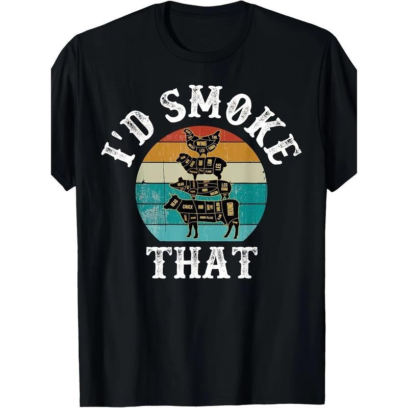 Funny Retro BBQ Party Smoker Chef Dad Gift - I'd Smoke That T-Shirt made in usa Hoodie, Sweatshirt | UrbanDripWear.com