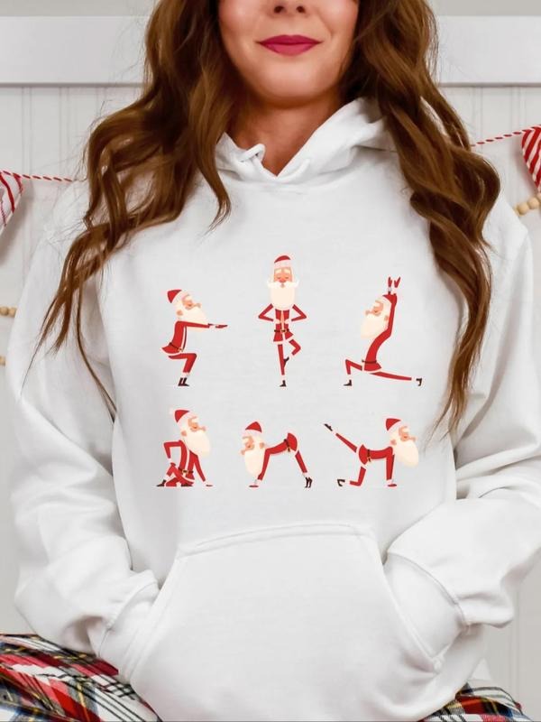 Funny Santa Yoga Sweatshirt, Loose-Fit Korean Style Kint Fabric, Thick Material for Fall & Winter, Perfect Gift for Yogis...