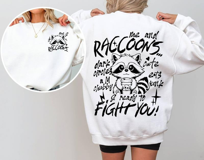Funny Sarcastic Raccoon Sweatshirt Coffee Lover Raccoon Sweatshirt Overstimulated Snarky Trendy Sarcasm Retro Sweatshirt...