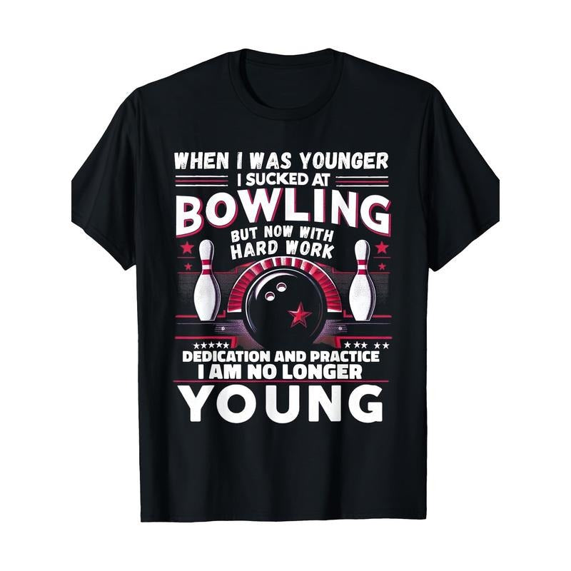 Funny Shirts for Men Sucked At Bowling Humor Women Womens Men Funny Bowling T-Shirt-100% Cotton Gifts T-Shirt, Made in...