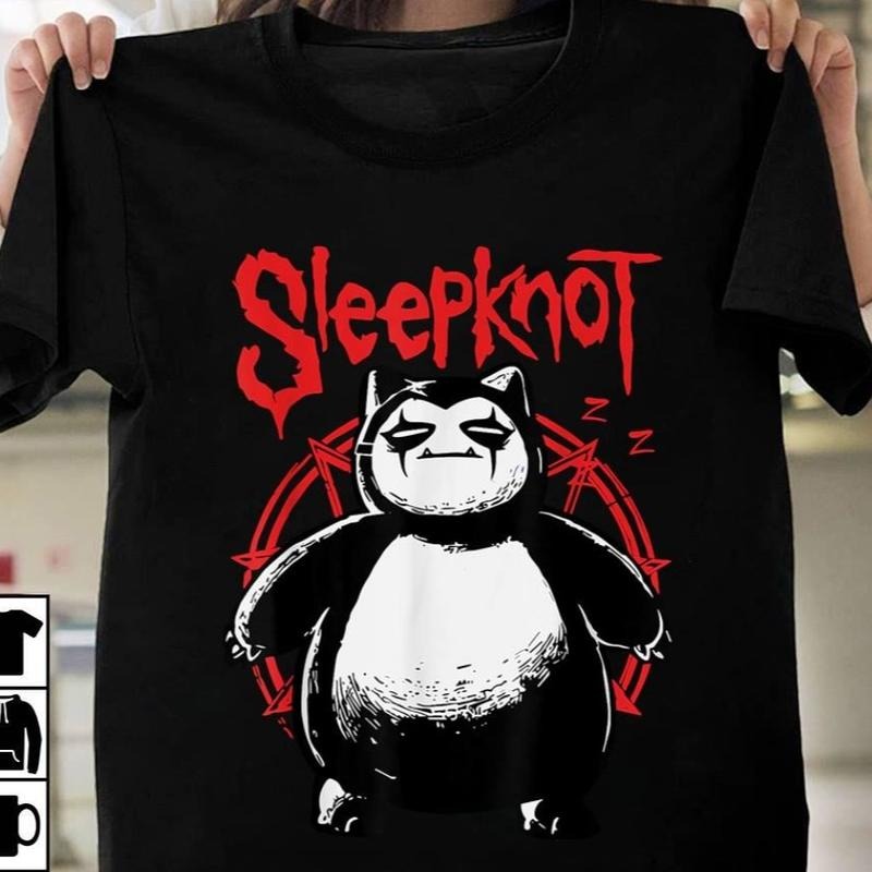 Funny Slipknot Sleepknot Snorlax T-Shirt Metal Band Shirt Cotton Graphic Tee Hoodie, Sweatshirt | UrbanDripWear.com