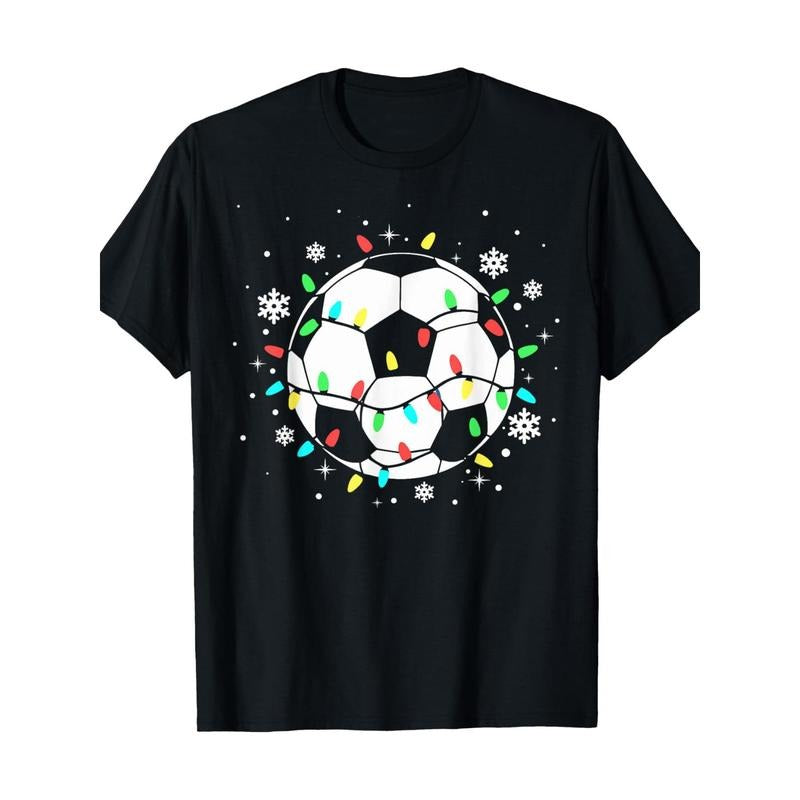 Funny Soccer Player Xmas Lights Soccer Christmas T-Shirt-220g 100% Cotton made in usa Hoodie, Sweatshirt | UrbanDripWear.com