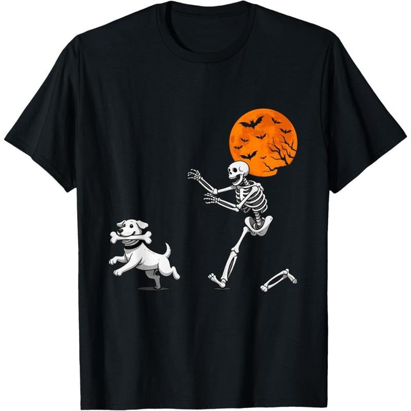 Funny Spooky Humor Halloween Skeleton Chasing Dog T-Shirt made in usa Hoodie, Sweatshirt | UrbanDripWear.com