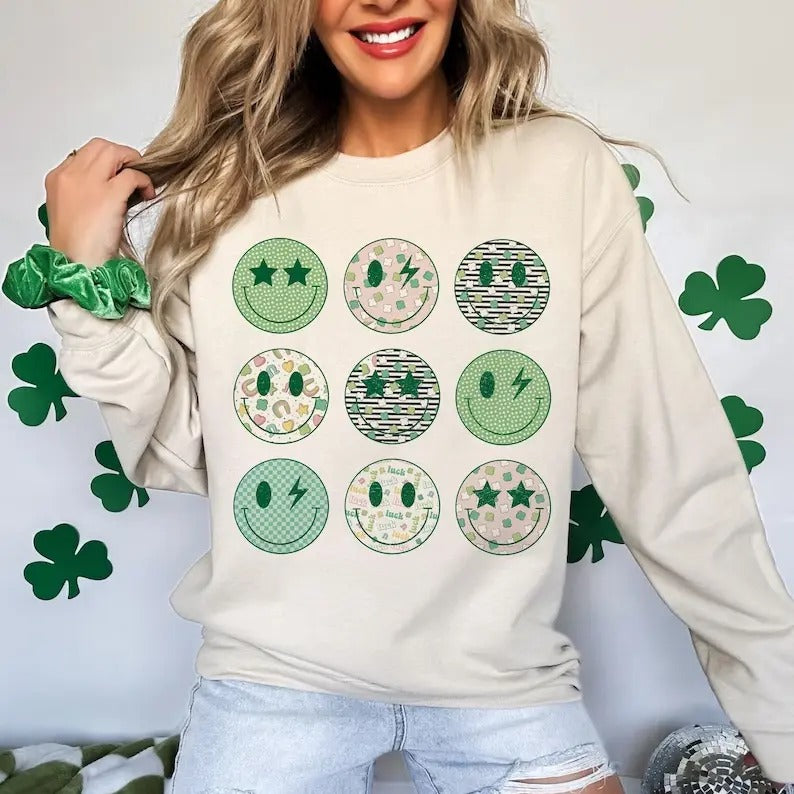 Funny St Patrick's Day Happy Face Hoodie and Sweater; T-shirt Sweatshirt | UrbanDripWear.com