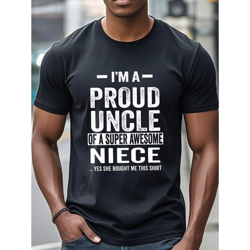 [Funny Uncle Shirt] 100% Cotton Funny Uncle Shirt - Black Casual Crew Neck T-Shirt for Men - Soft Gym-Friendly Running...