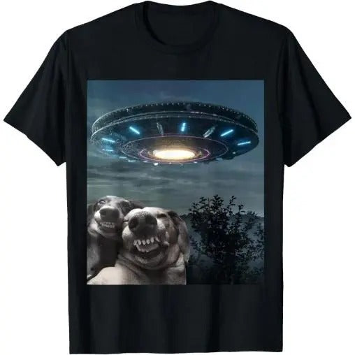 Funny selfie Dog With Alien UFO Funny Dogs Lover T-Shirt Made in USA Hoodie, Sweatshirt | UrbanDripWear.com