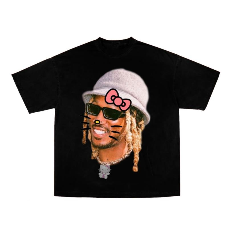 Future Kitty Purple Rap Tee Shirt for Men - Streetwear Top - Summer, Womenswear Hoodie, Sweatshirt | UrbanDripWear.com