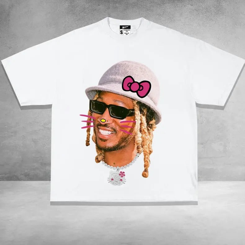Futuree Kitty T-shirt Big face Graphic Tee Hoodie, Sweatshirt | UrbanDripWear.com
