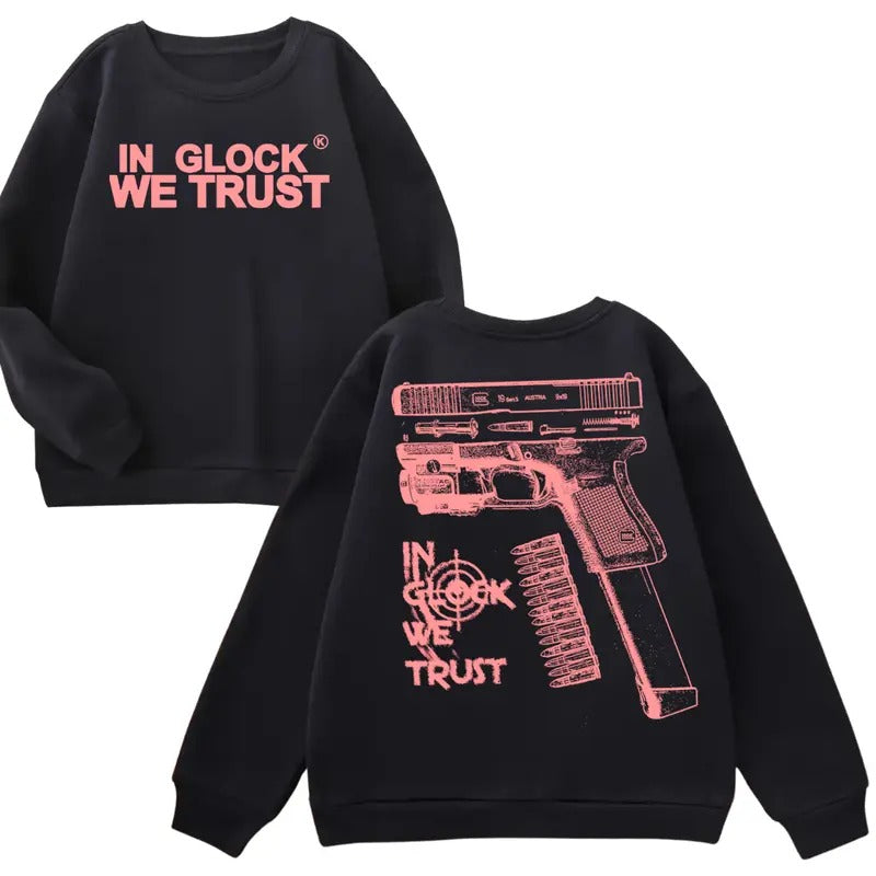 GILDAN IN GLOCK WE TRUST Hoodie - Full Color Double Sided Sweatshirt for Men and Women T-Shirts | UrbanDripWear.com