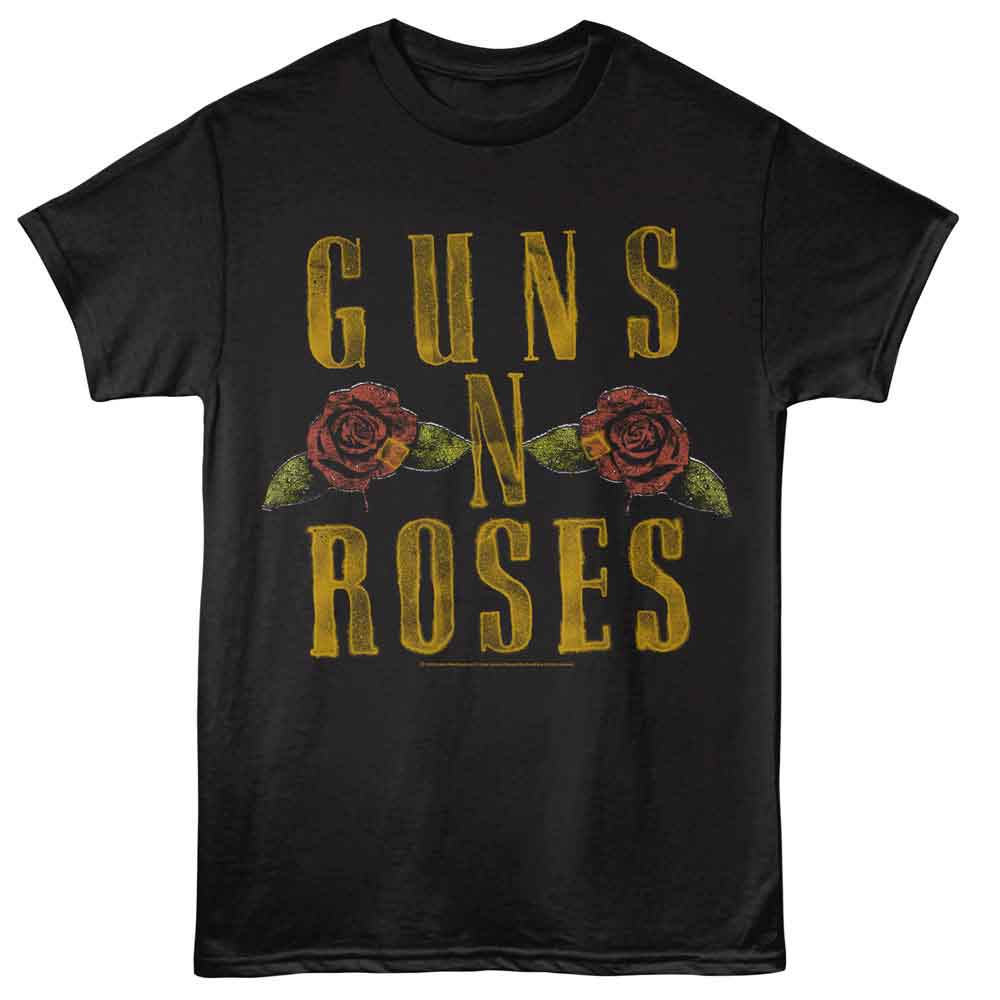 GUNS N' ROSES Eye-Catching T-Shirt, Logo and Roses