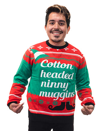 Elf Movie Cotton Headed Ninny Muggins Ugly Christmas Sweater Men’s