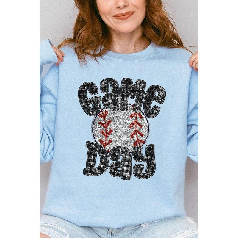 Game Day Baseball Faux Sequin Transfer Unisex NuBlend Crew Sweatshirt T-Shirts, Hoodie | UrbanDripWear.com