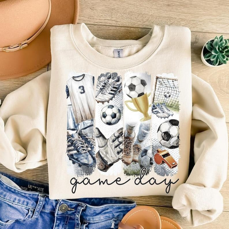 Game Day Soccer Coquette Bow , Mama , Soccer Mom , Brushstroke Soccer Sweatshirt Crewneck Classic T-Shirts, Hoodie