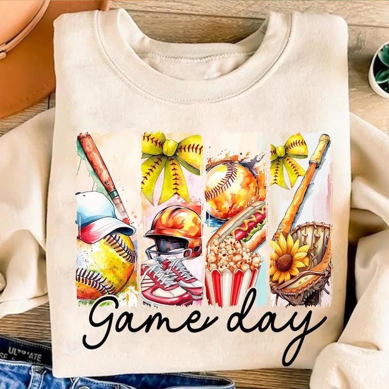 Game Day Softball Coquette Bow Mama , Softball Mom  Sweatshirt Classic T-Shirts, Hoodie | UrbanDripWear.com