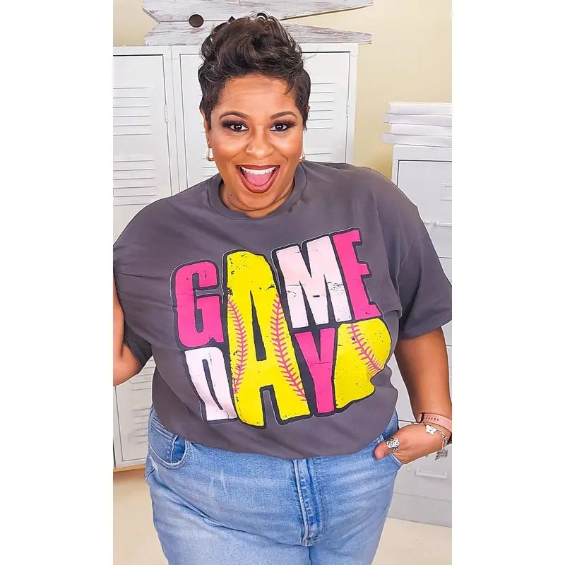 Game Day Stacked Softball Graphic T-Shirt Hoodie, Sweatshirt | UrbanDripWear.com