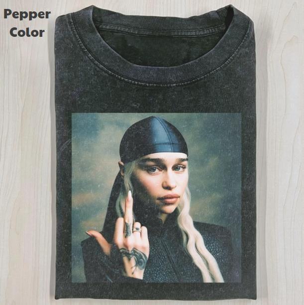 Game of Thrones Vintage Graphic Tee, Daenerys Targaryen Middle Finger T-Shirt, TV Series Tee, Unisex Meme Cringe Funny...