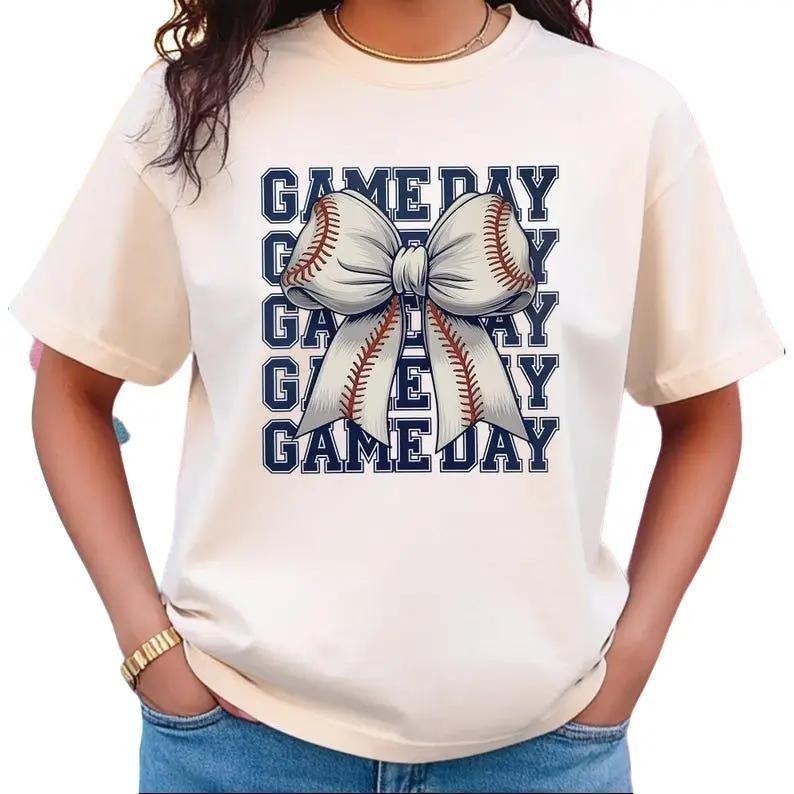 Gameday Coquette Baseball Tshirt, Baseball Mom Shirt, Baseball Season Tee, Bow Shirt Hoodie, Sweatshirt | UrbanDripWear.com