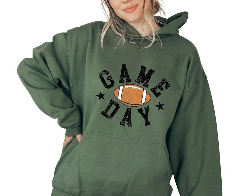Gameday Hoodie For Football Season, Tailgate Party, Simple Preppy College Style, Fantasy Football Watching Hoodie ,...