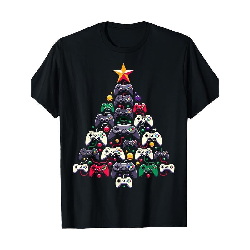 Gaming Controllers Christmas Tree Funny Gamer Christmas T-Shirt Made in USA Hoodie, Sweatshirt | UrbanDripWear.com
