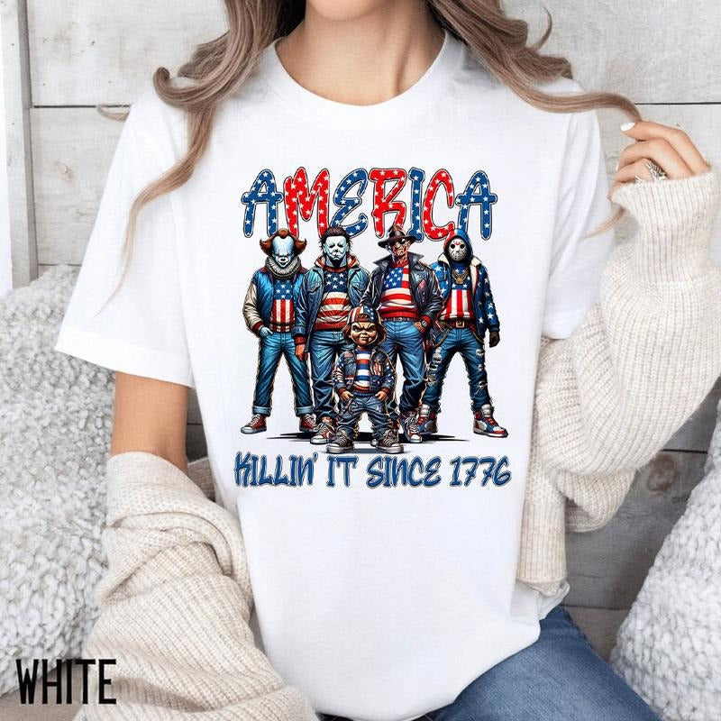 Gangster Killer America Shirt, America Killin It Since 1776 Shirt, Horror 4th Of July , Fourth Of July Tee, Killer...