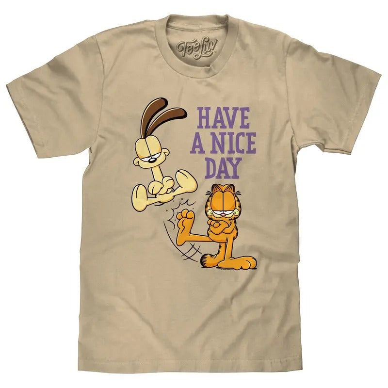 Garfield and Odie Shirt Have A Nice Day Cartoon T-Shirt - Cream Hoodie, Sweatshirt | UrbanDripWear.com