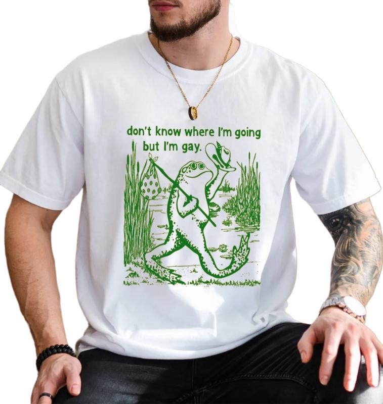 Gay Frog Shirt, I Don't Know Where I'm Going But I'm Gay Shirt, Funny Lgbtq Shirt, Cool Vintage Queer Graphic Shirts, Gay...